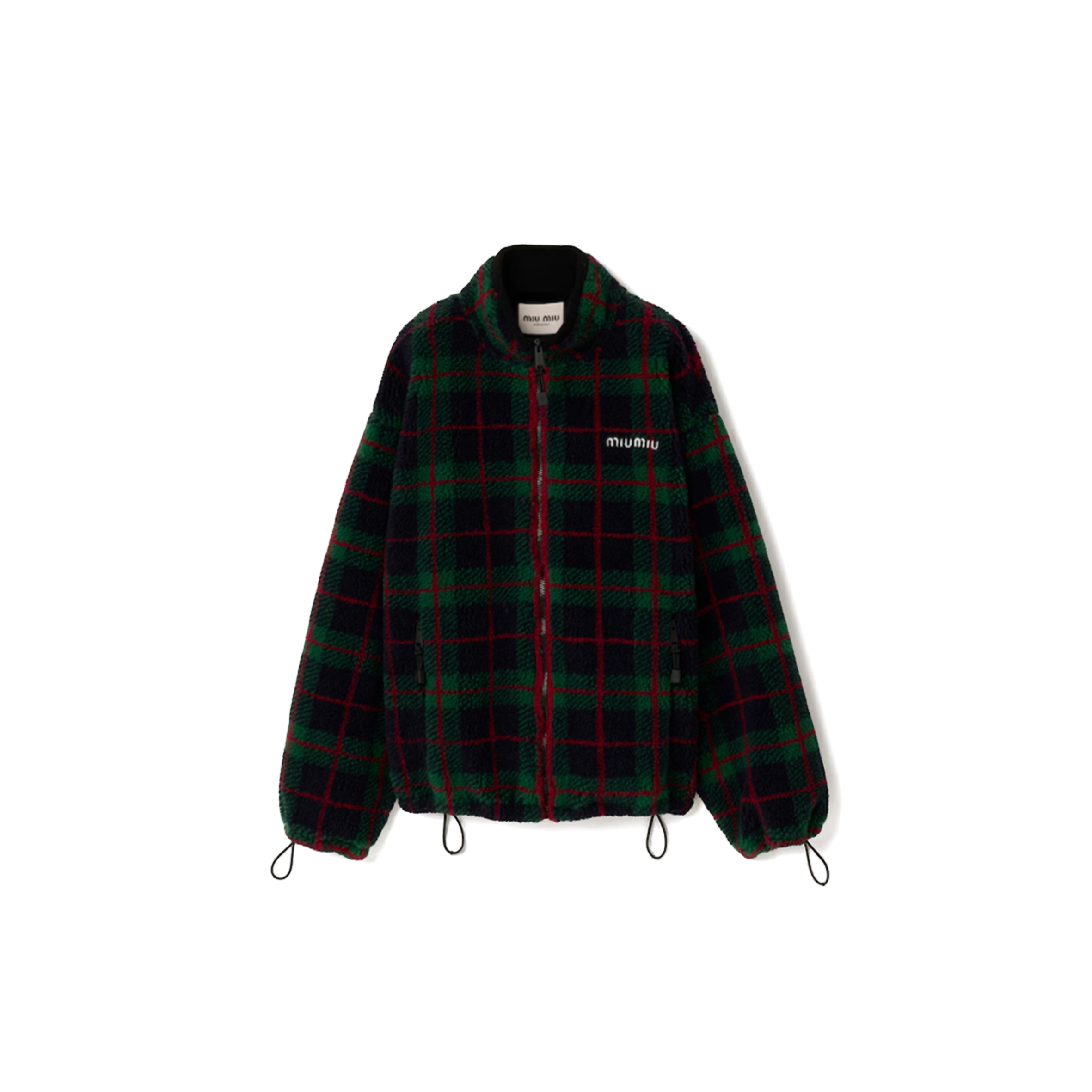 MIU MIU CHECKED TEDDY ZIPPER JACKET MJL042